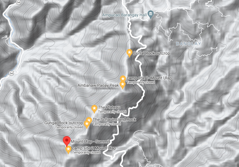 Google street map showing the direction from the mountain town Baguio City to the Ampucao Barangay Hall.   